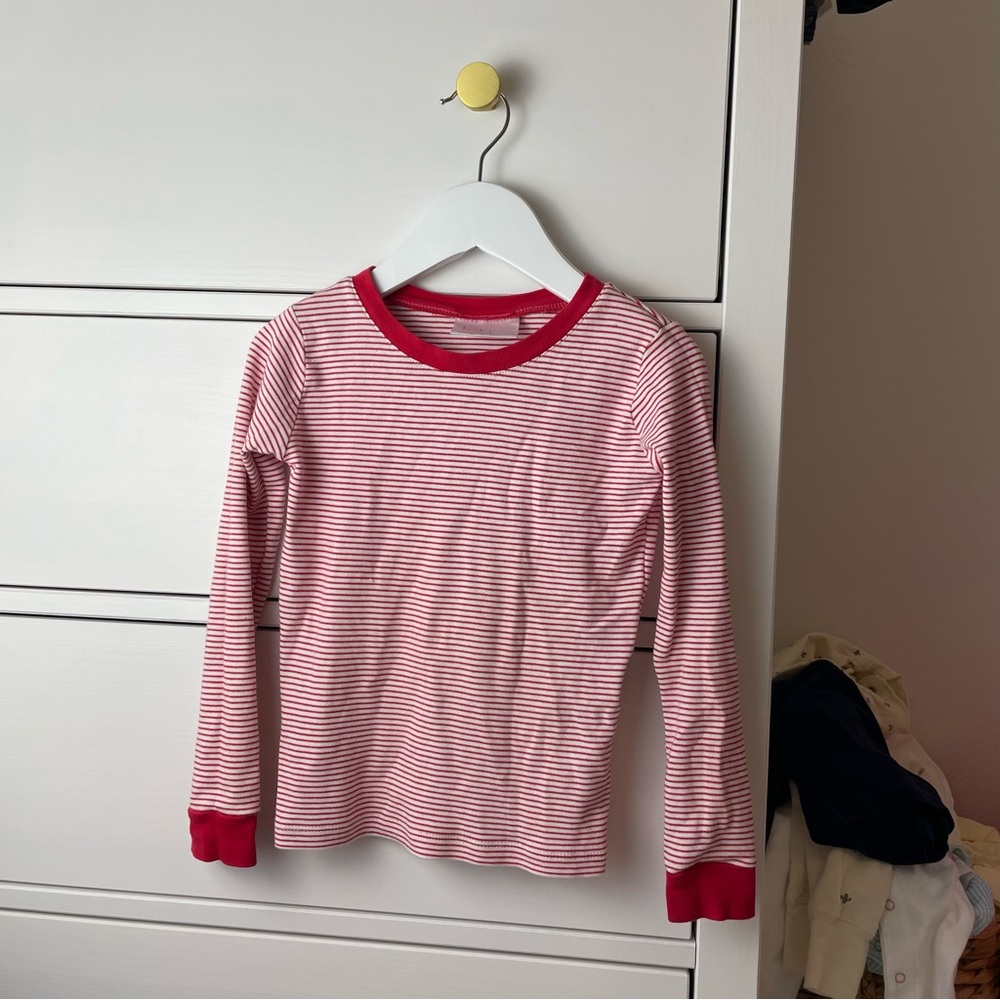 LAKE Size 5 Red & White Striped Pajama Top